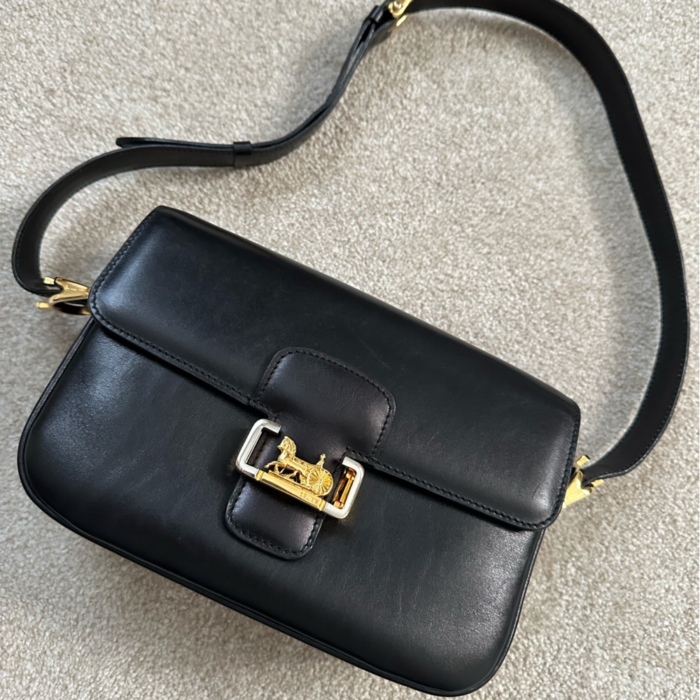 SOLD! Celine vintage box shoulder bag with horse and carriage